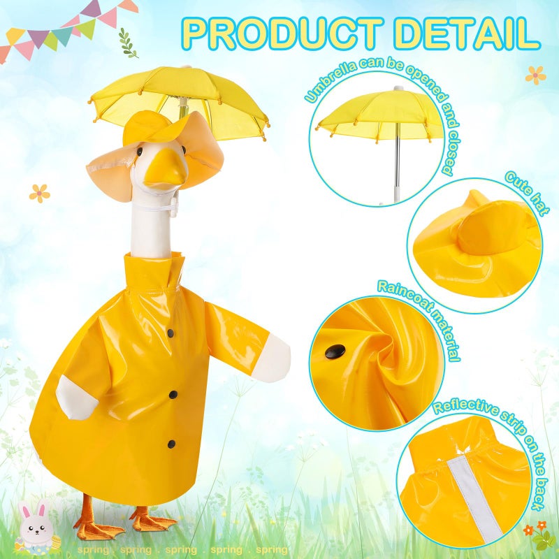 Yeyeplum 2 Set Porch Goose Outfit Raincoat And Umbrella Summer Lawn Porch Goose Cloths Costume Raincoat Outfit For Summer Outdoor Patio Yard Lawn Decoration (23 Inches Red And Yellow) - Image 3