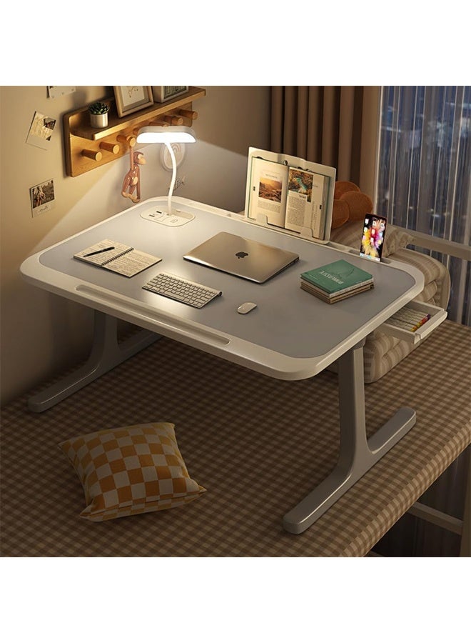 Portable Foldable Laptop Desk for Bed with USB Port, Storage Drawer & Cup Holder, Multi-Use Lap Desk for Working, Reading & Eating - Image 1