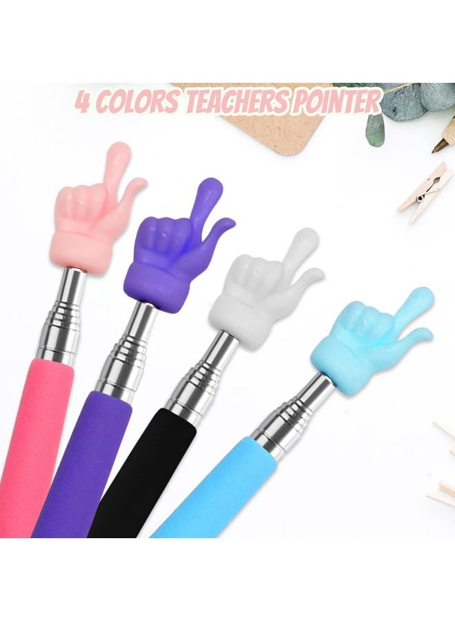 CANIPHA 4Pcs Telescopic Teachers Pointer, Mini Extendable Hand Pointer Finger Pointer Stick, Retractable Classroom Pointer for Elementary School Kindergarten Teacher Supplies (Black Pink Blue Purple) - Image 4