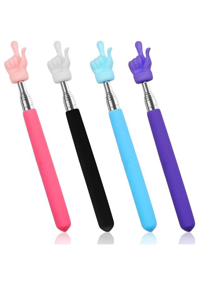 CANIPHA 4Pcs Telescopic Teachers Pointer, Mini Extendable Hand Pointer Finger Pointer Stick, Retractable Classroom Pointer for Elementary School Kindergarten Teacher Supplies (Black Pink Blue Purple) - Image 1
