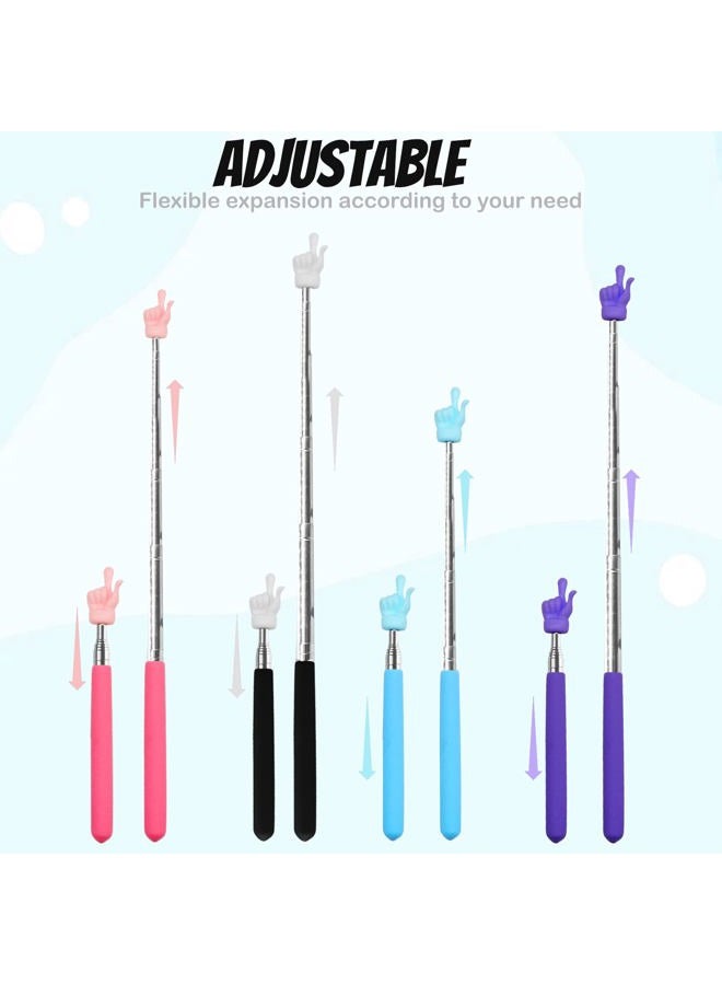 CANIPHA 4Pcs Telescopic Teachers Pointer, Mini Extendable Hand Pointer Finger Pointer Stick, Retractable Classroom Pointer for Elementary School Kindergarten Teacher Supplies (Black Pink Blue Purple) - Image 3
