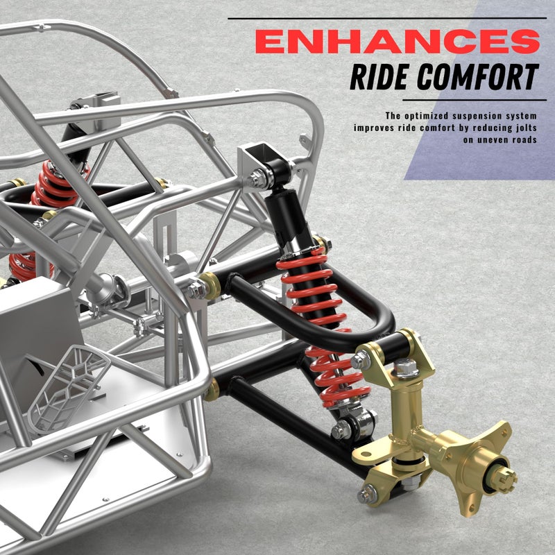 Front Suspension Swing Arm Kit, Upper/Lower Swing Arm & Front Suspension Shock Assembly with Steering Strut Knuckle Wheel Hub, Go Kart Electric ATV Quad Bike DIY Kit Accessories - Image 4