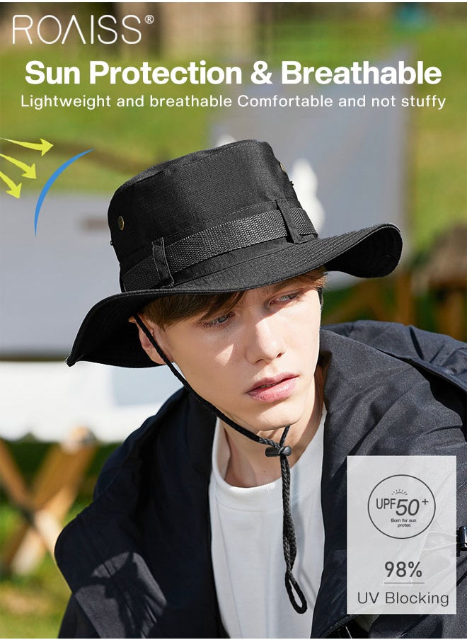 roaiss 2 Pcs Anti-UV Bucket Hat, UPF50+ Sun Protection Outdoor Sports Climbing Beach Sun Cap, Breathable Sun Protection Suitable for Hiking Camping Safari  - Image 4