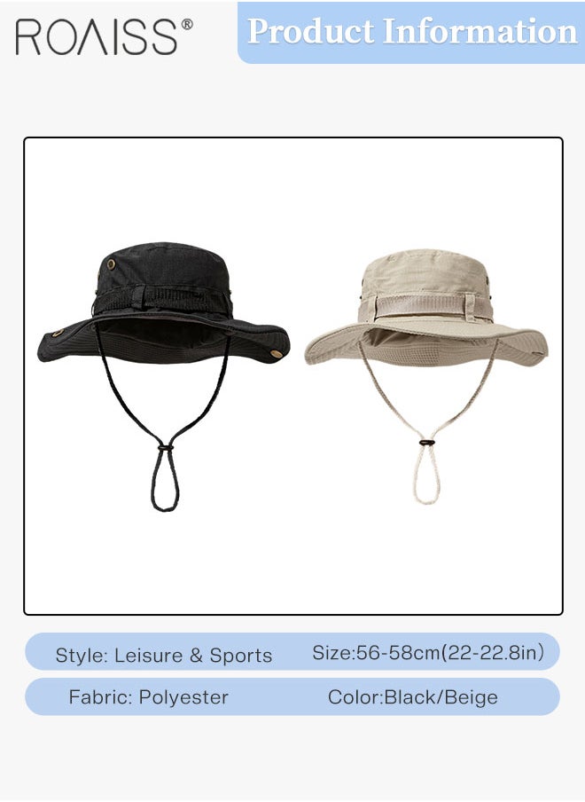 roaiss 2 Pcs Anti-UV Bucket Hat, UPF50+ Sun Protection Outdoor Sports Climbing Beach Sun Cap, Breathable Sun Protection Suitable for Hiking Camping Safari  - Image 3