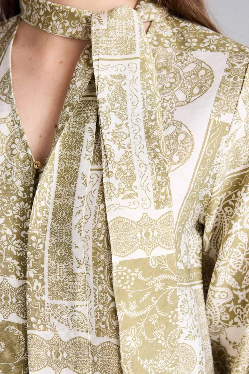 ديفاكتو Shawl Collar Patterned Shirt