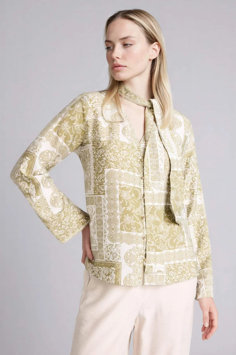 ديفاكتو Shawl Collar Patterned Shirt