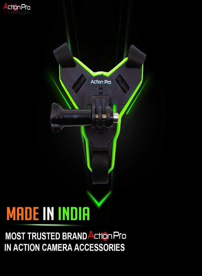 Action Pro Helmet Chin Strap Mount Joint J Hook with Screw Compatible with All Smartphones and GoPro 13 12 11 10 9 8 7 5 4 | SJCAM | DJI Osmo | Insta 360 X4 X3 X2 & Other Action Cameras (Green 2.0) - Image 2