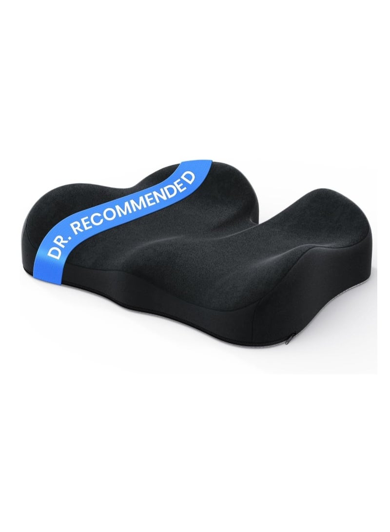 Benazcap Memory Foam Seat Cushions for Tailbone Pain Relief, Office Chair Cushion, Ergonomic Coccyx Cushion for Home, Office, Car and Wheelchair, Car Seat Cushions for Driving, Non-Slip Base, Black - Image 1