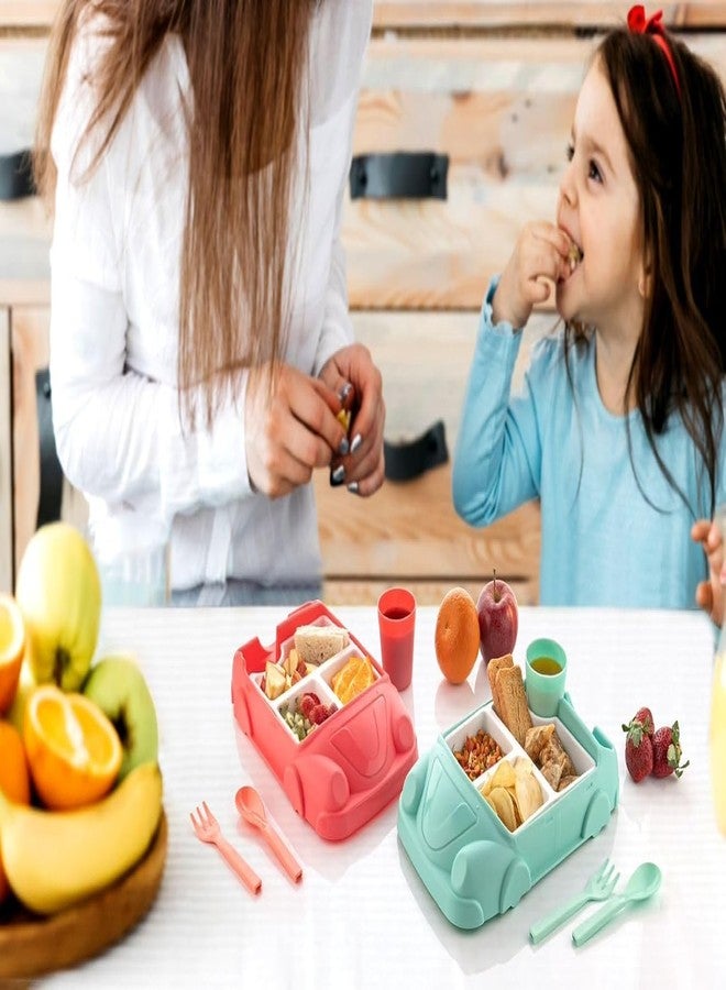 أوبليفين طقم أدوات مائدة للأطفال من أوبليفيون، يتكون من 4 قطع: أطباق، كوب، وعلبة غداء على شكل سيارة، مع علبة غداء سعة 1000 مل. تصميم مرح وجذاب، مثالي لوجبات الأطفال، خالٍ من مادة BPA، آمن للغسل في غسالة الصحون، مناسب للمدرسة والسفر. - Image 5