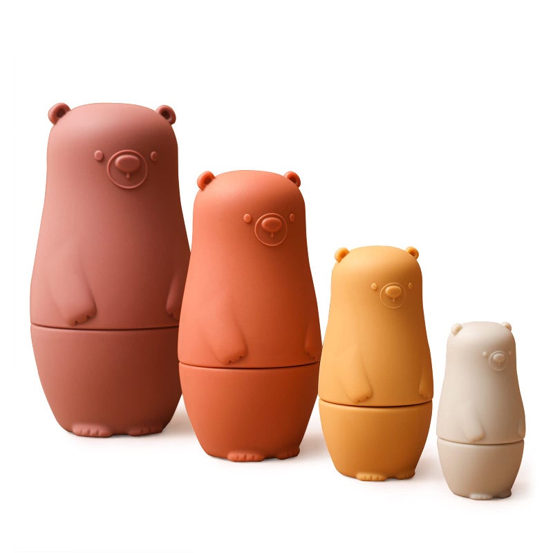 OESSUF Russian Nesting Dolls for Kids Silicone Easter Toys Matryoshka Doll Montessori Educational Toy Bears Stacking Nesting Doll Toys for Toddlers 3 Years Up Red Doll - Image 4
