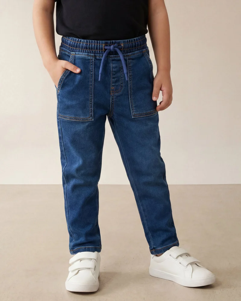 Redtag Boys Blue Pull-On Knit Jeans