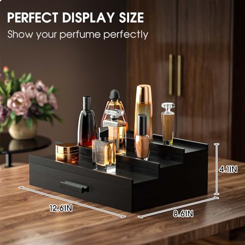 Sephyroth Cologne Organizer for Men 3 Tier of Elevated Cologne Display Shelf with Drawer Storage Perfume Organization and Storage Display Risers,Great Gift for Man(Black) - Image 4