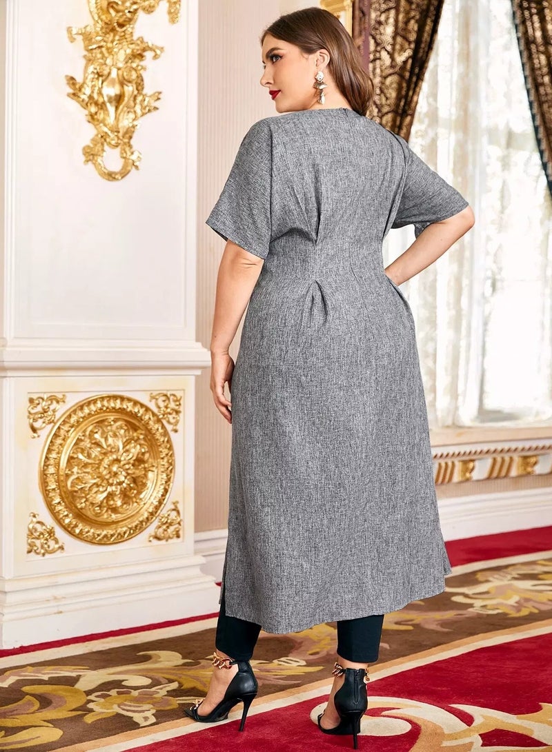 بلوزة بفتحة جانبية مطوية ومطوية - Image 2