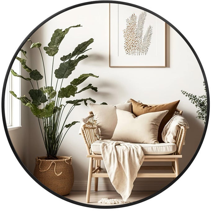 BLACK CIRCLE MIRROR FOR WALL 20 INCH ROUND MIRRORS FOR BATHROOM ENTRYWAY LIVING ROOM HALLWAY BEDROOM DECOR SMALL MATTE FRAMED