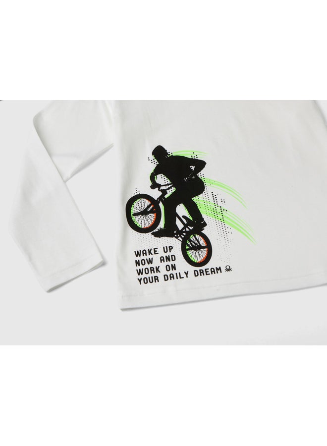 Benetton Boys Printed Long Sleeve T-Shirt - Image 3