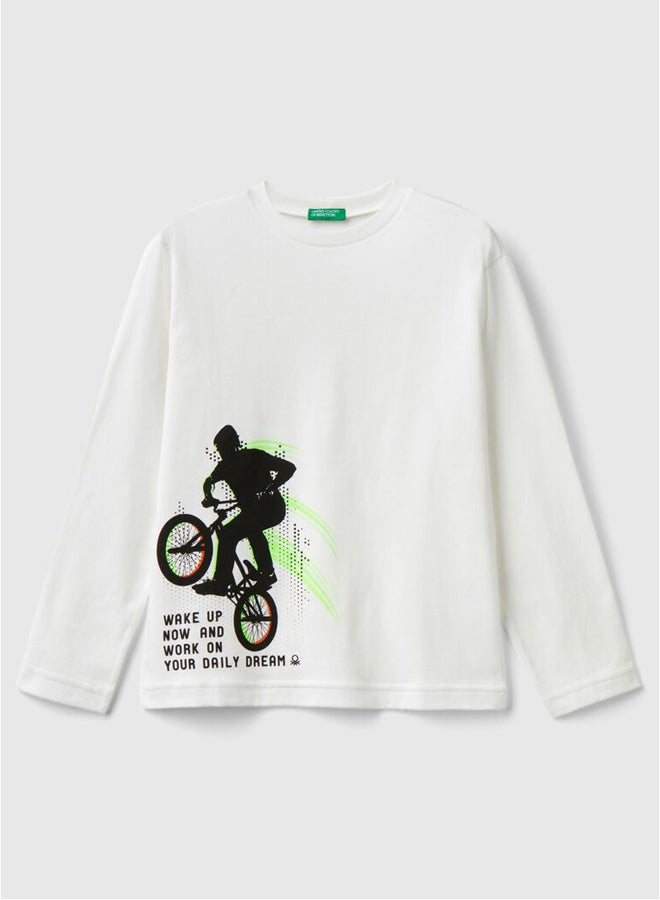 Benetton Boys Printed Long Sleeve T-Shirt - Image 4