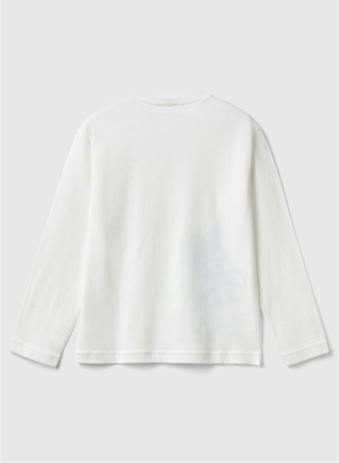 Benetton Boys Printed Long Sleeve T-Shirt - Image 2