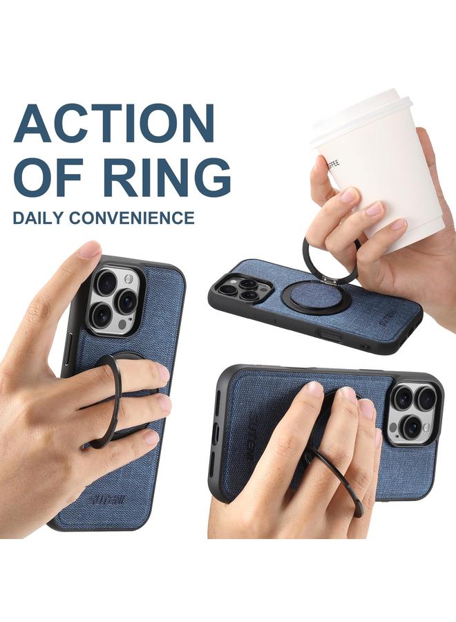 Suteni Case For iPhone 13 Pro G3 360 Rotation Holder MagSafe Denim Leather Back Phone Case - Image 3