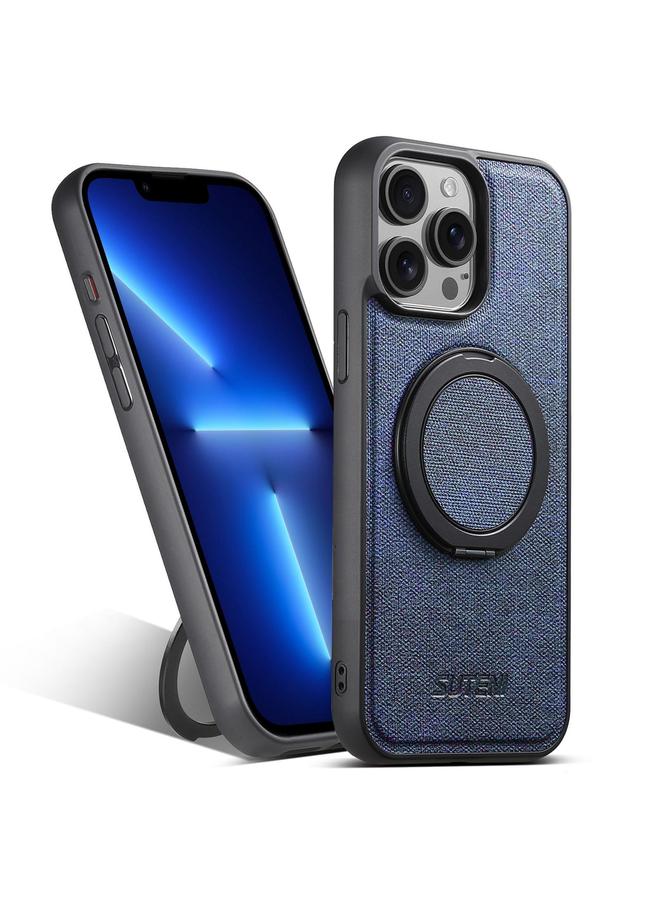 Suteni Case For iPhone 13 Pro G3 360 Rotation Holder MagSafe Denim Leather Back Phone Case - Image 1