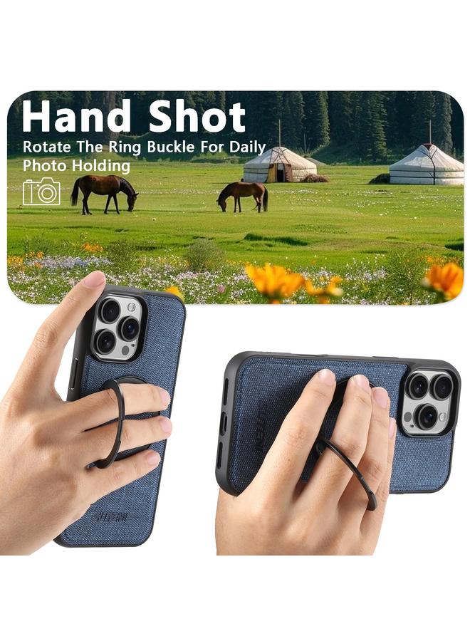 Suteni Case For iPhone 13 Pro G3 360 Rotation Holder MagSafe Denim Leather Back Phone Case - Image 5