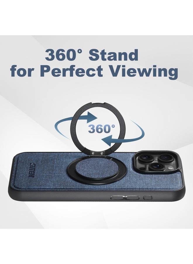 Suteni Case For iPhone 13 Pro G3 360 Rotation Holder MagSafe Denim Leather Back Phone Case - Image 2