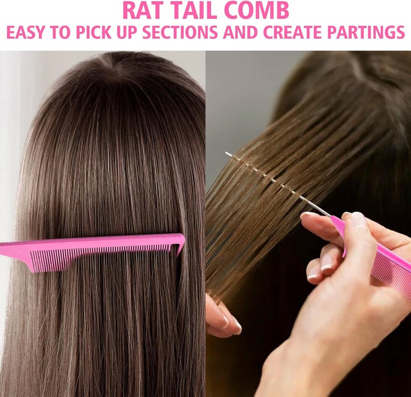 Goiple 3 Pieces Hair Styling Comb Set Teasing Hair Brush Rat Tail Comb Edge Brush for Edge&Back Brushing, Combing, Slicking Hair for Women (Pink) - Image 5