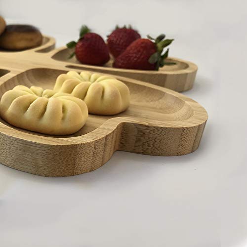 JB Home Collection 4571, Romantic Heart Shaped Platter Leave Design Wedding Bamboo Fruit Snack Serving Tray Appetizer Section Platter, 11"x9.5", 1 Pack - Image 4