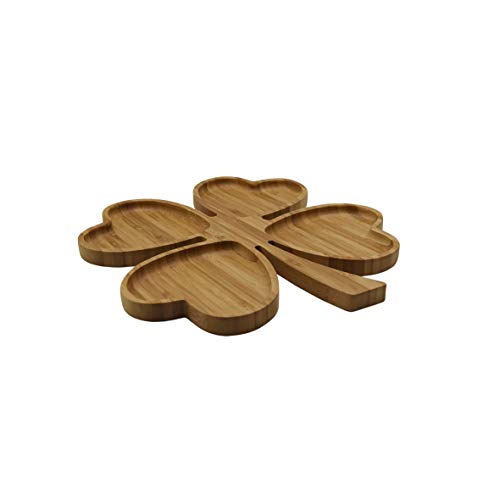 JB Home Collection 4571, Romantic Heart Shaped Platter Leave Design Wedding Bamboo Fruit Snack Serving Tray Appetizer Section Platter, 11"x9.5", 1 Pack - Image 5