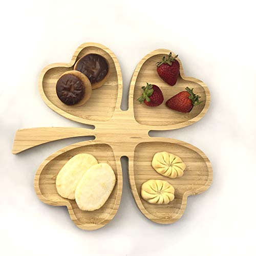 JB Home Collection 4571, Romantic Heart Shaped Platter Leave Design Wedding Bamboo Fruit Snack Serving Tray Appetizer Section Platter, 11"x9.5", 1 Pack - Image 3