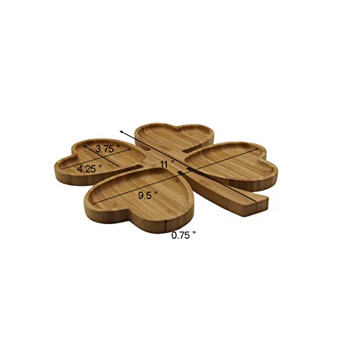JB Home Collection 4571, Romantic Heart Shaped Platter Leave Design Wedding Bamboo Fruit Snack Serving Tray Appetizer Section Platter, 11"x9.5", 1 Pack - Image 2