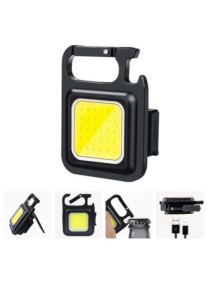 Mini Flashlight, 800Lumens COB Bright Rechargeable Keychain Flashlights, Black, LEDLIG01-B - Image 1