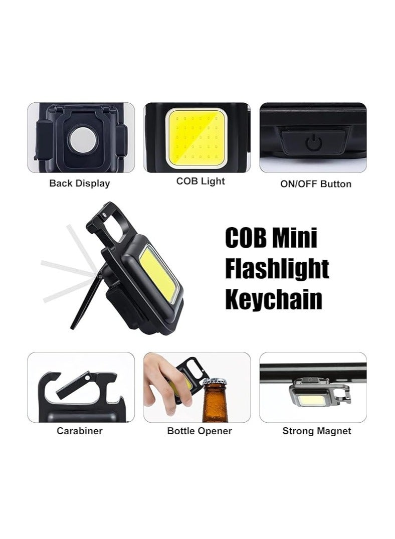 Mini Flashlight, 800Lumens COB Bright Rechargeable Keychain Flashlights, Black, LEDLIG01-B - Image 2