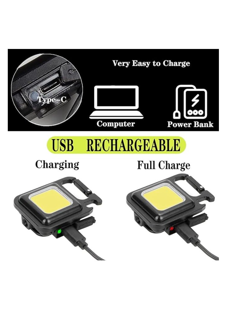 Mini Flashlight, 800Lumens COB Bright Rechargeable Keychain Flashlights, Black, LEDLIG01-B - Image 5