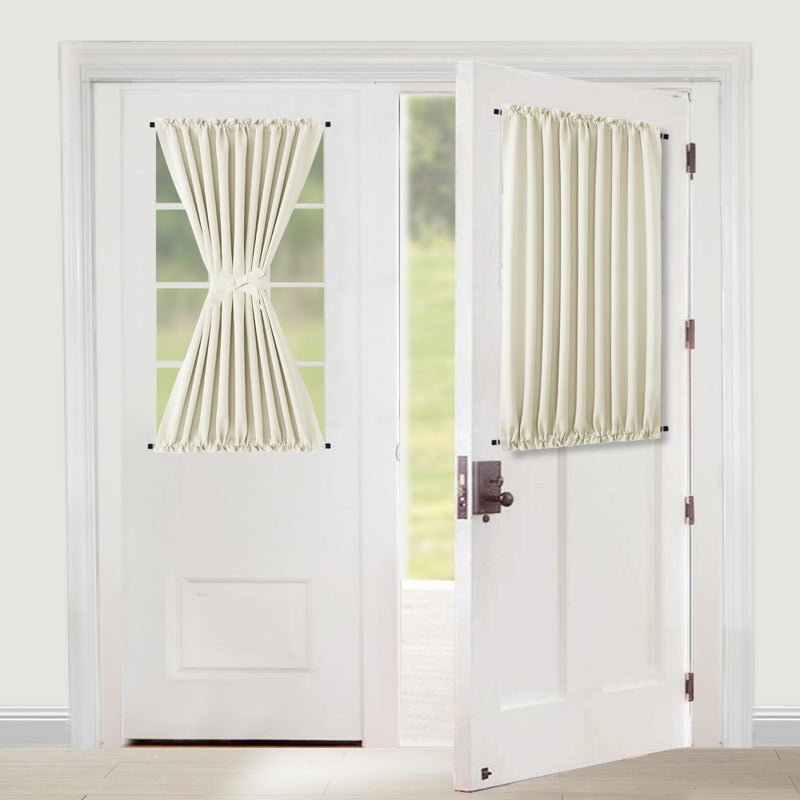 XWZO Room Darkening Curtains for French Doors  Privacy and Thermal Curtains for Glass Door  Rod Pocket Curtains with Tiebacks  54 x 40 inches Long  Cream  1 Panel - Image 1
