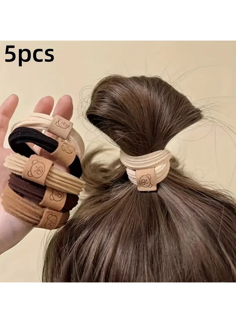 Goolsky 5pcs Adorable Bear-Shaped Elastic Hair Rings - Soft, Comfortable, and Durable Hair Accessories for Teen Girls - Perfect Daily & Casual Gifts for All Seasons  - Image 1
