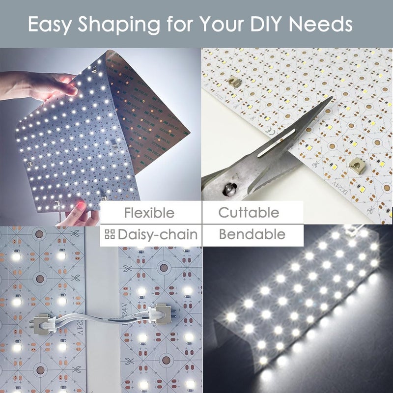 VALIKIY ورقة إضاءة خلفية LED من VALIKIY 4 عبوات 24V 36W 6000K بيضاء، 19.3X9.6 بوصة لكل وحدة، لوحة LED مرنة قابلة للتعتيم للاستخدام مع الحجر/الرخام/الأونيكس/الكوارترز الشفاف على الأسطح والجدران. - Image 3