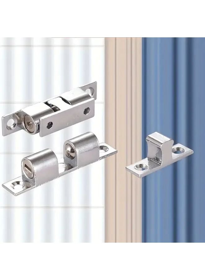 2Pcs Silvery Heavy Duty Metal Cabinet Door Closure Adjustable Ball Suction Lock - Image 5