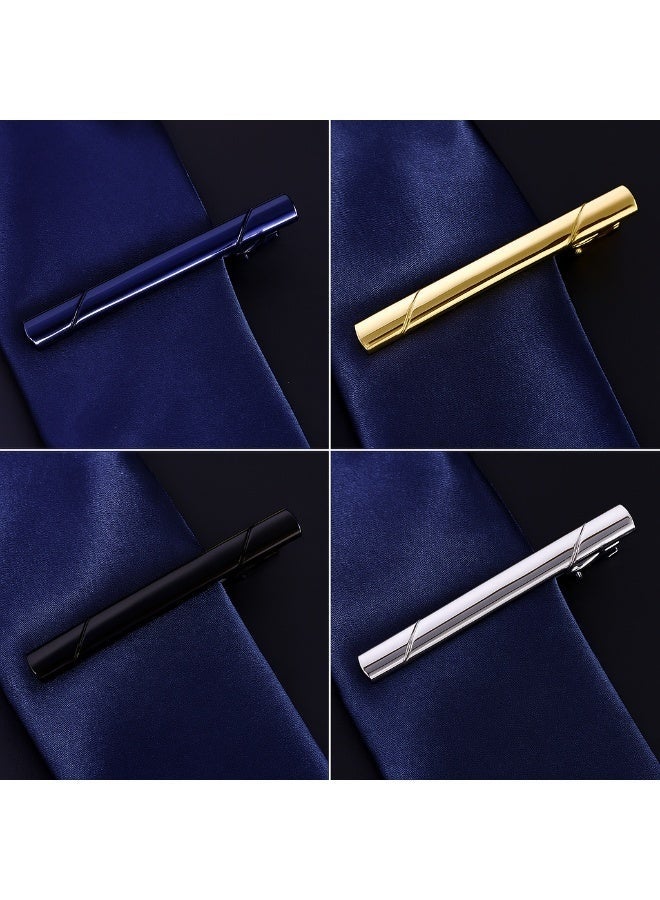 4 Piece Tie Clip Set for Men Formal Slim Metal Bar Holder with Gift Box - Image 3