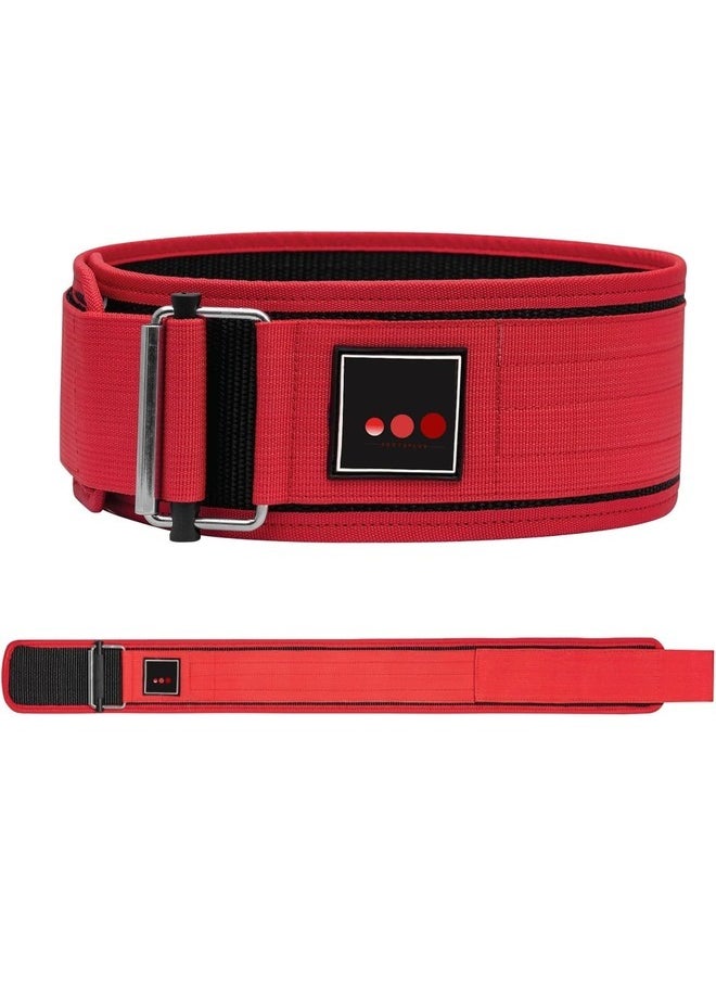 3 DOTS PLUS Weight Lifting Belt Self-Locking Buckle Strap closure, Adjustable Olympic Lifting Back Support and Gym Belt for both Men & Momen (RED)  - Image 1