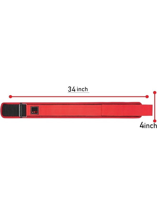 3 DOTS PLUS Weight Lifting Belt Self-Locking Buckle Strap closure, Adjustable Olympic Lifting Back Support and Gym Belt for both Men & Momen (RED)  - Image 3