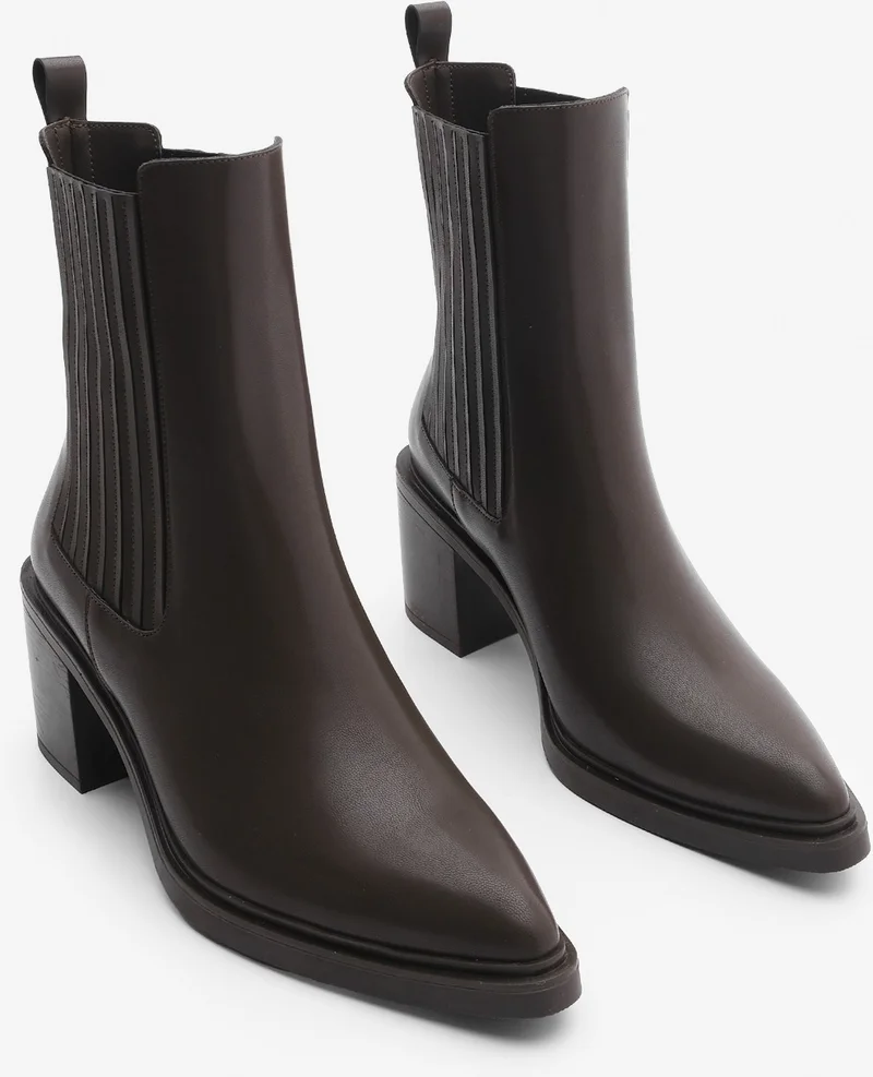 MARJIN Women's Pointed Toe Double Elastic Thick Heel Boots Solav