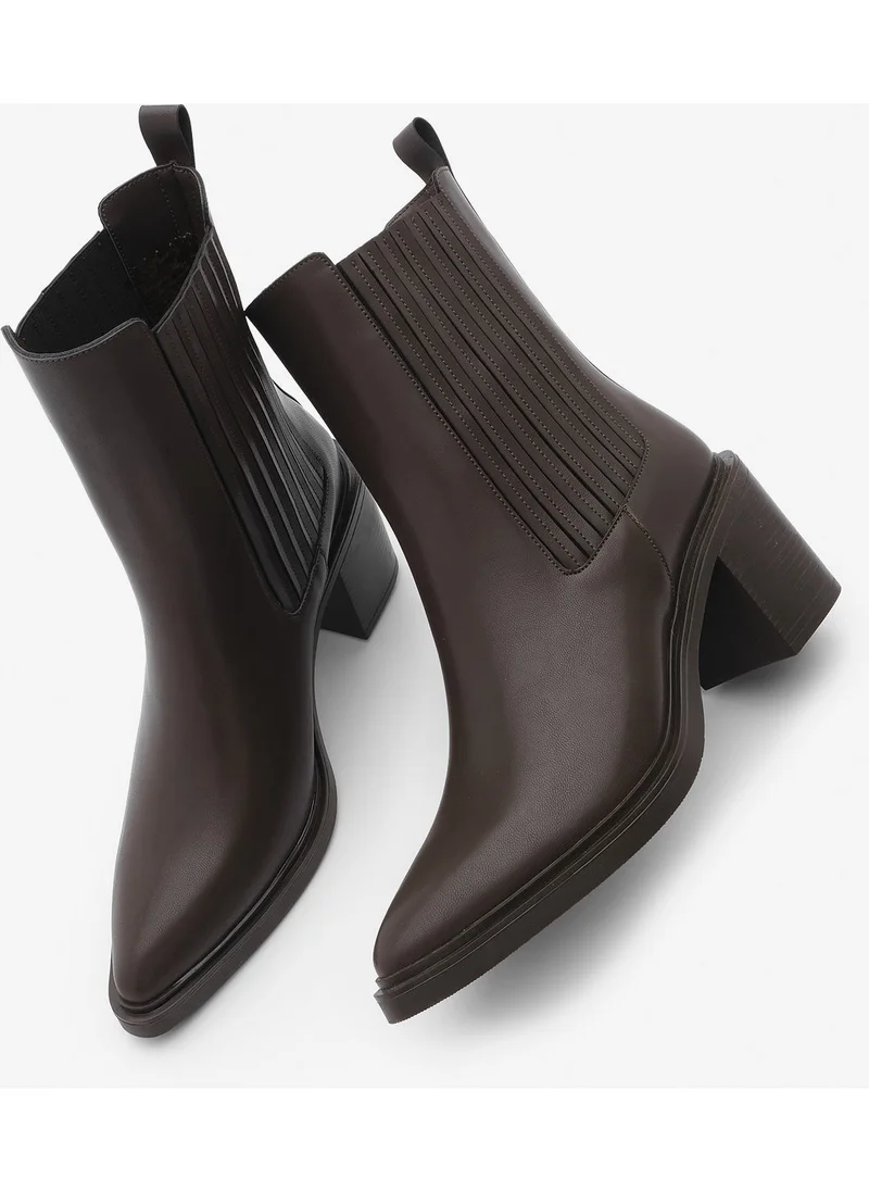 MARJIN Women's Pointed Toe Double Elastic Thick Heel Boots Solav