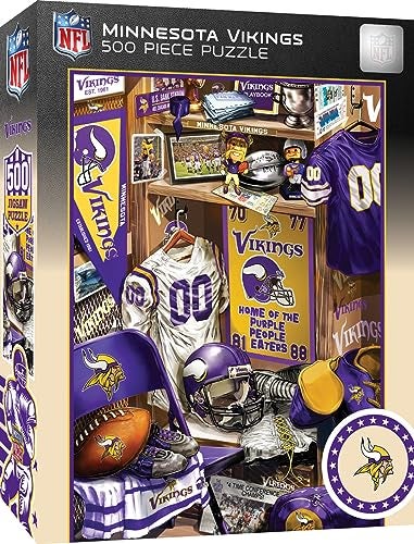 MasterPieces Game Day 500 Piece Jigsaw Puzzle for Adults NFL Minnesota Vikings Locker Room 15x21 - Image 1