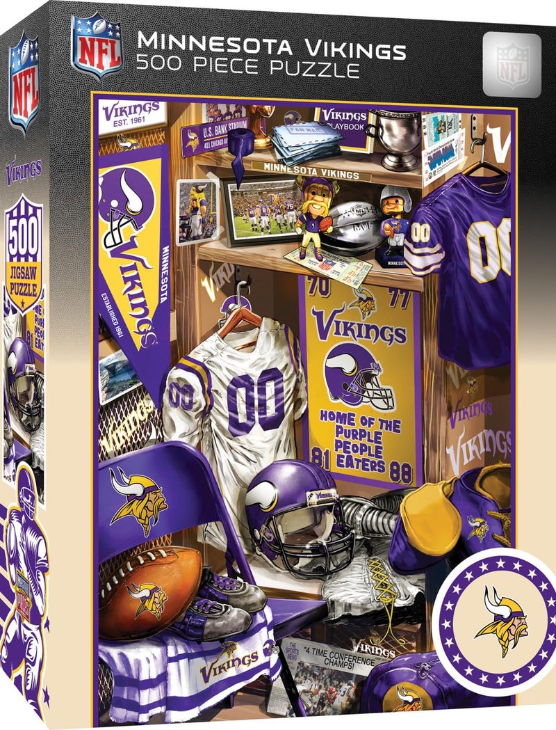 MasterPieces Game Day 500 Piece Jigsaw Puzzle for Adults NFL Minnesota Vikings Locker Room 15x21 - Image 2