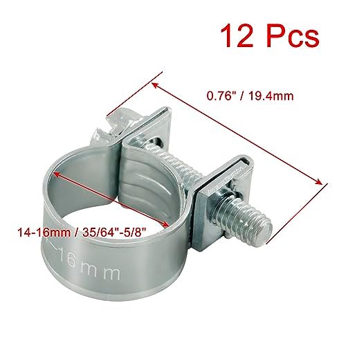 Jersvimc 12pcs Stainless Steel Gas Line Clamp, 14-16mm, Silver, Industrial Hose Clamp - Image 4