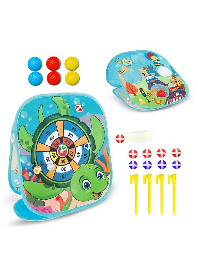 ويمبلي لعبة رمي أكياس الفاصولياء 2 في 1 من ويمبلي مع لعبة رمي السهام العمودية، مجموعة ألعاب محمولة للأطفال من سن 3 إلى 4 سنوات، لعبة لوحية قابلة للطي مزدوجة الجوانب للاستخدام الداخلي والخارجي للأطفال - Image 1