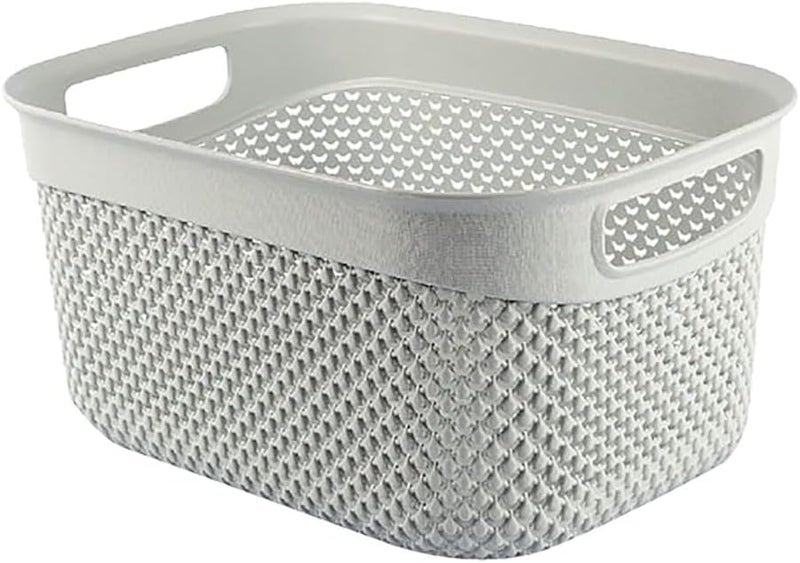 Ucsan Drop Design Rectangular Plastic Laundry Basket Grey 15 X 29 X 21.5Cm M-163 Dg - Image 1