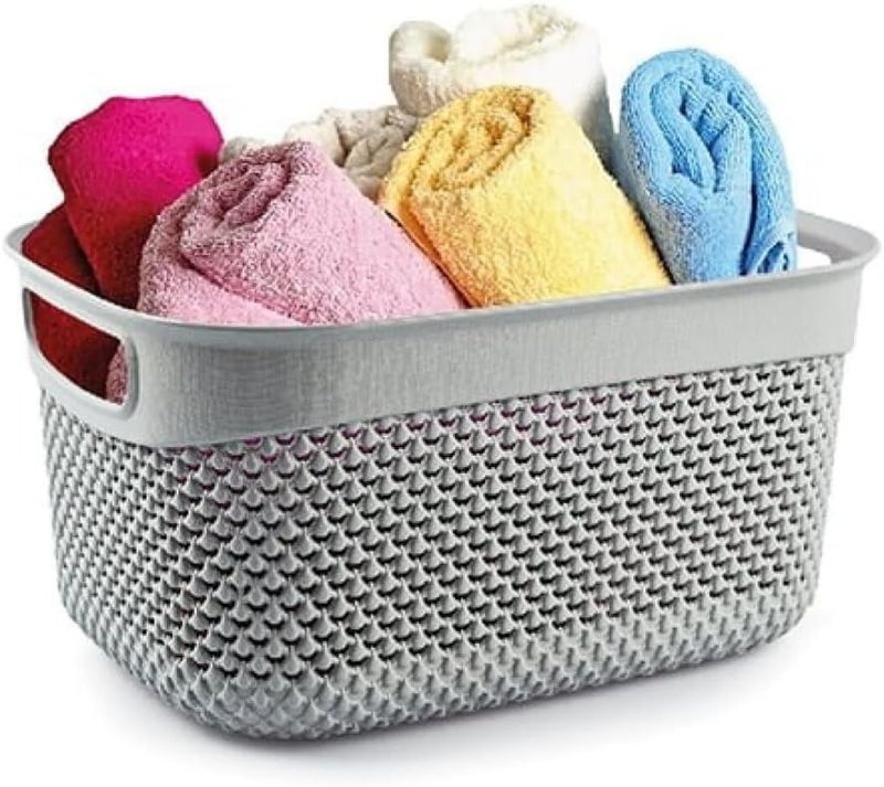 Ucsan Drop Design Rectangular Plastic Laundry Basket Grey 15 X 29 X 21.5Cm M-163 Dg - Image 2