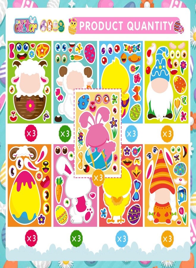 DUJAA 27 Sheets Easter Stickers Easter Gifts for Kids Toddlers Make Own Face Gnome Bunny Sheep Rabbit Colored Egg Chicks School Game Activities Party Favor Supplies - Image 2