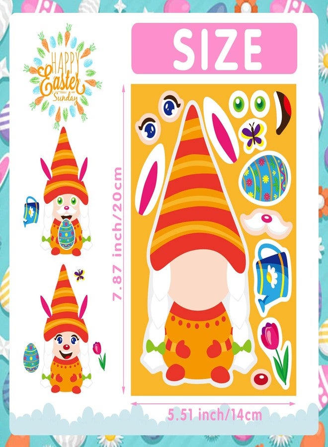 DUJAA 27 Sheets Easter Stickers Easter Gifts for Kids Toddlers Make Own Face Gnome Bunny Sheep Rabbit Colored Egg Chicks School Game Activities Party Favor Supplies - Image 3